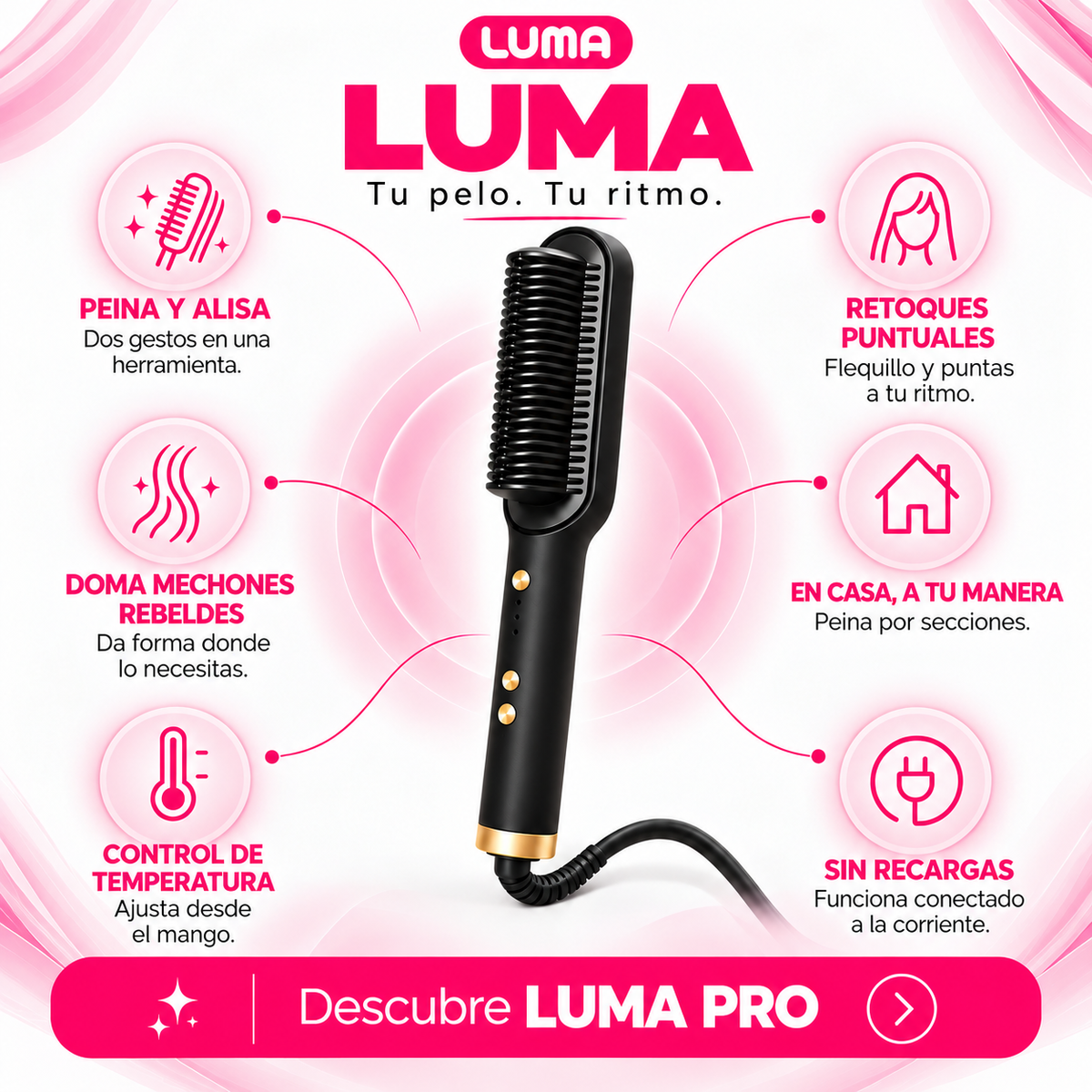 LUMA · Cepillo alisador térmico
